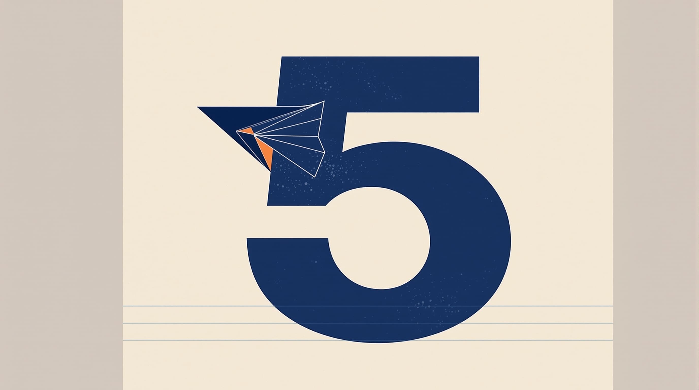 A stylized numeral 5 with a small geometric wing.